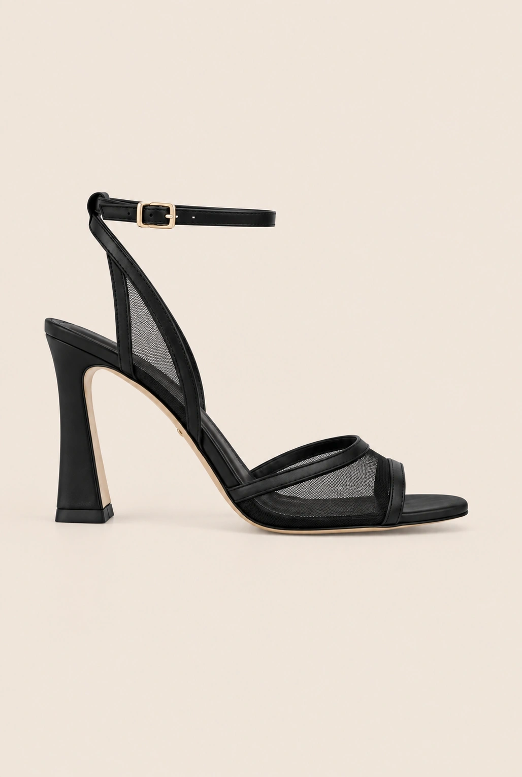Sense – sandales noires à talon avec résille décorative